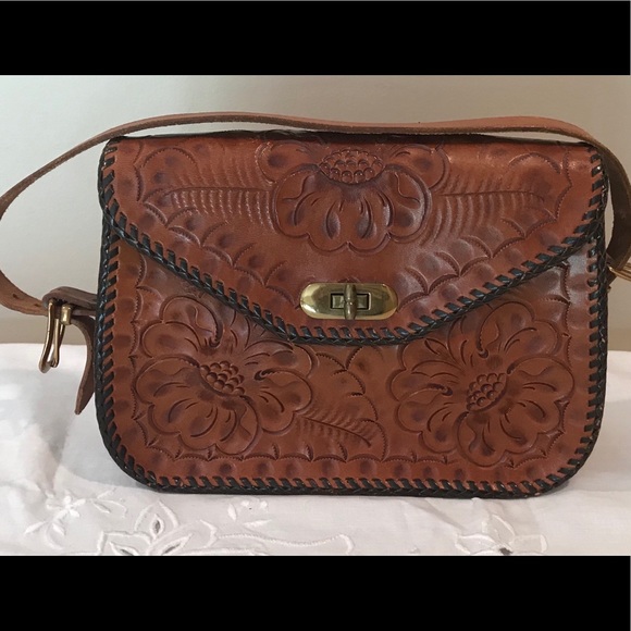 Handbags - 1950’s Vintage Hand tooled leather bag